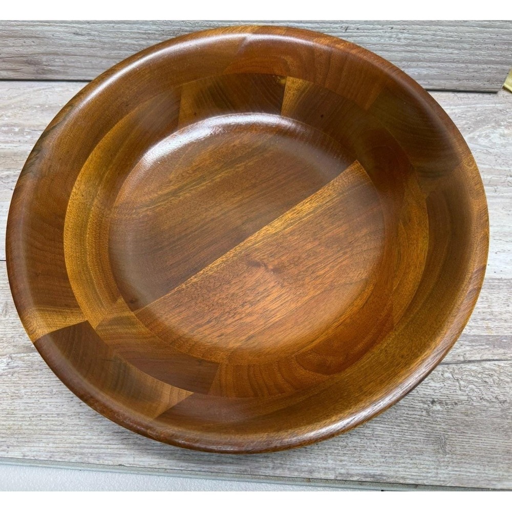 Vermillion Retro Mid Century 60-70's Vintage Walnut Wooden Bowl USA Made 12"